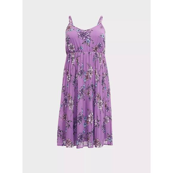 New Torrid Lavender Purple Floral Chiffon Midi Dress Adjustable Strap Plus Sz 2X - Picture 4 of 11
